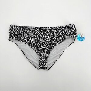 Decree‎ Womens High Rise Mixed Animal Print Bikini Bottom Black White XXL NEW